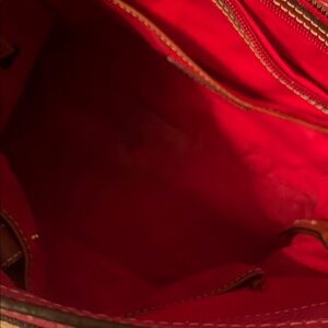 Dooney & Bourke Red Tote with Brown Trim